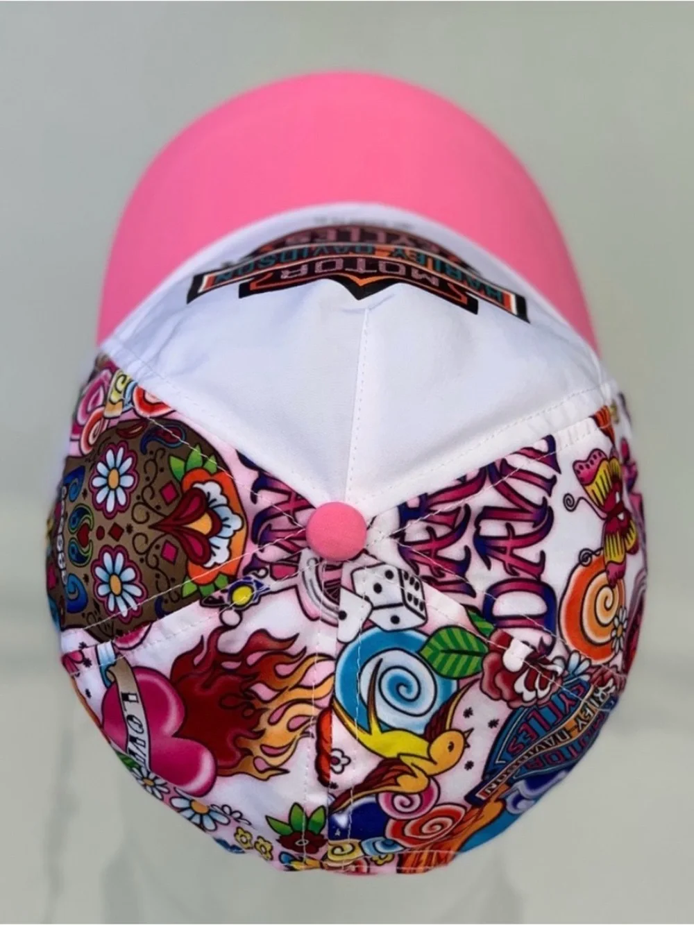 Harley-Davidson Girl’s Pink Glitter Sugar Skull and Butterflies Hat ~ 4-14